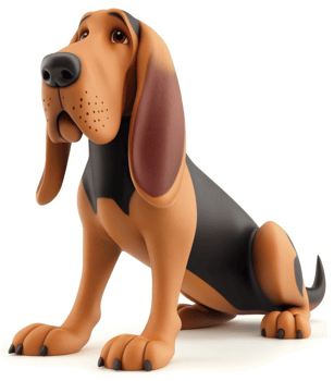 A seated beagle figurine, with expressive features. png