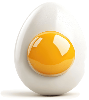 Freshly boiled egg with vibrant yolk. png