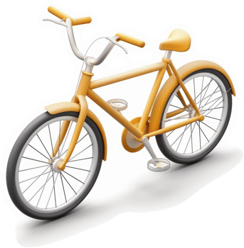 A stylized illustration of a vintage yellow bicycle. png