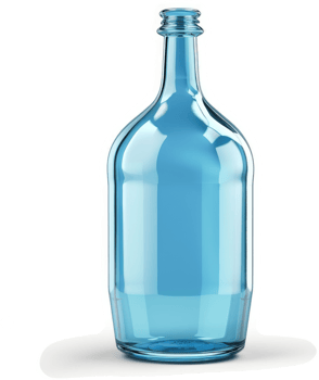 Light-blue glass bottle with a wide body. png