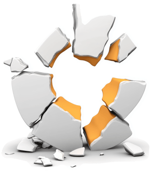 Shattered circle, symbolizing disintegration and disruption. png