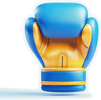 Bright blue and gold boxing glove. png