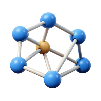 harmonious vibrant A set of three interconnected nodes. Clean lines, flat color, with Scalable Design. professional png