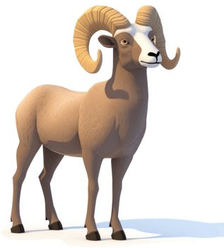 3D render of a desert bighorn sheep. png