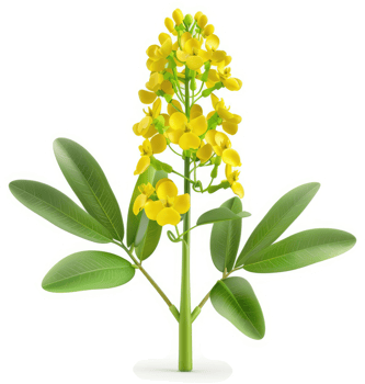 Vibrant yellow flower cluster atop a slender stem. png