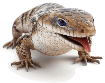 Close-up view of a speckled skink with a visible tongue. png