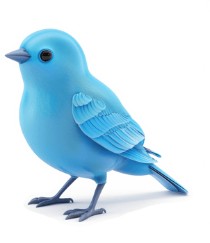 A vibrant blue bird stands proudly. png