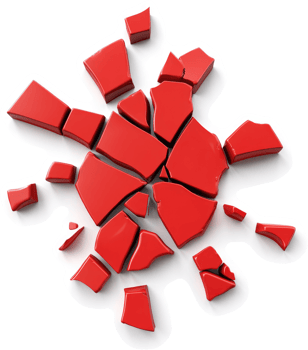 Shattered red geometric fragments radiate outward. png