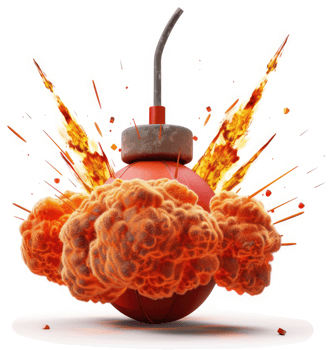 Exploding bomb, a vibrant visual representation of destruction. png