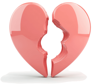 A fractured heart symbolizes emotional division. png