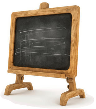 Wooden-framed chalkboard with faded chalk marks. png