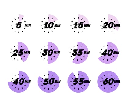 Stopwatch flat design timer fast 5 minutes gap clock fast chronometer interface vector