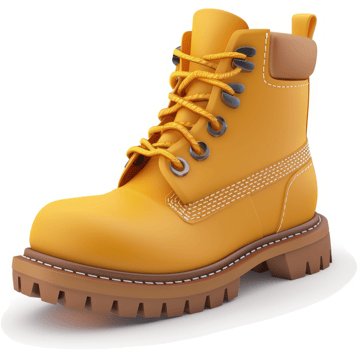 Bright yellow safety work boot, with durable construction. png