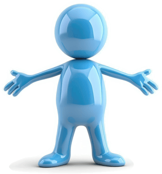 Glossy blue cartoon figure with outstretched arms. png