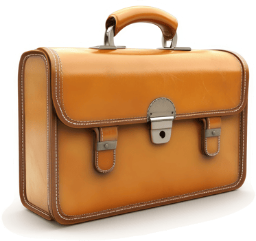 Vintage tan leather briefcase, a classic business accessory. png