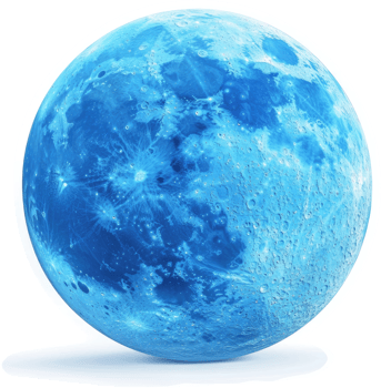 Vivid blue celestial sphere resembling a moon. png