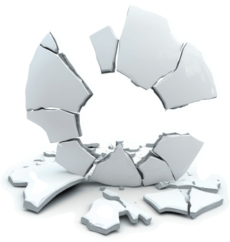 Shattered ceramic plate symbolizes fragility and breakage. png