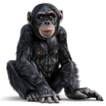 Detailed illustration of a young chimpanzee. png