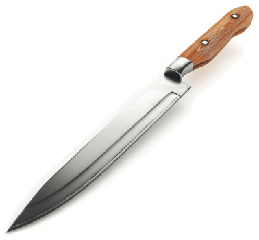Stainless steel chef's knife with wooden handle. png