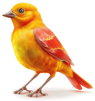 Vibrant orange and red bird portrait. png