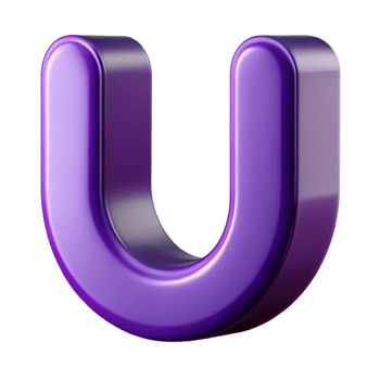 gorgeous dreamy traditional Stylized letter U with clean lines and flat purple color. with Scalable Design. top-tier png