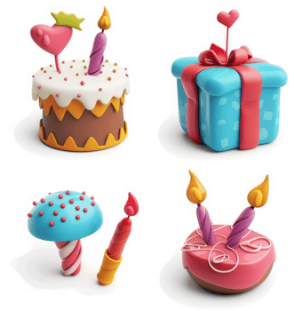 Cartoon birthday treats for celebration. png