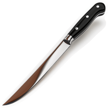 High-quality steak knife with a black handle. png