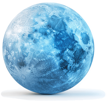 A vibrant, icy blue moon, a celestial sphere. png