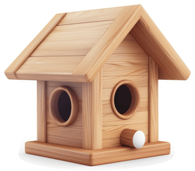 Wooden birdhouse for avian sanctuary. png