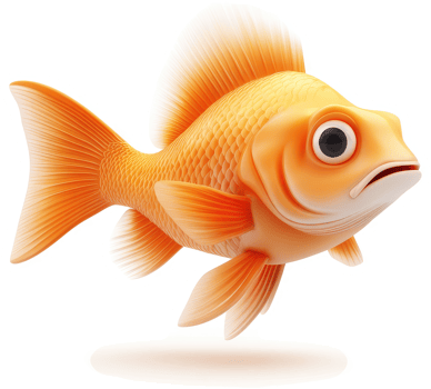 Goldfish with an expressive, concerned expression. png