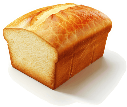 Freshly baked loaf of bread, sliced. png