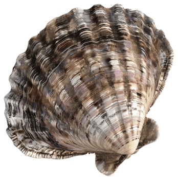 Close-up view of a textured, mottled seashell. png