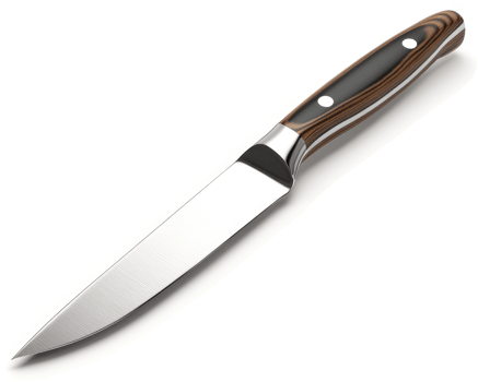 High-quality stainless steel carving knife with wood-grain handle. png