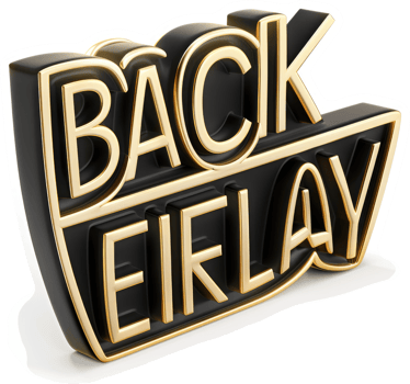 Bold black and gold Back in Play sign. png