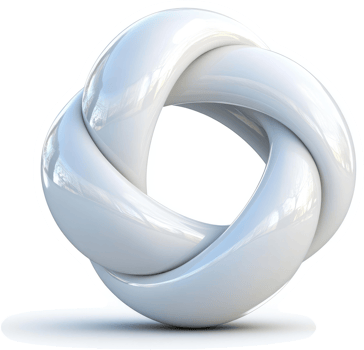 Intertwined, smooth, white, circular form. png
