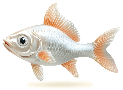 A pearly white fish swims gracefully. png