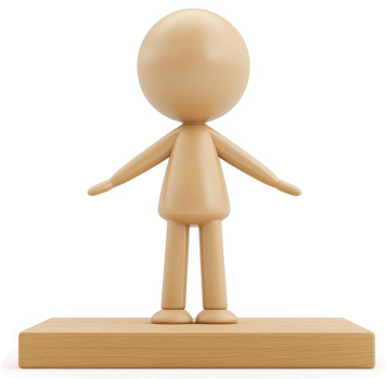 Wooden figurine of a person standing on a platform. png
