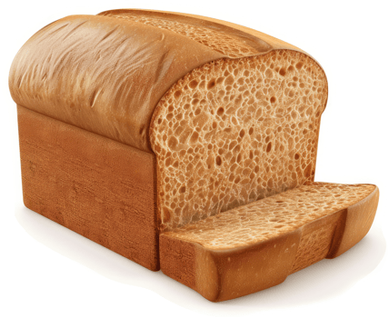 Freshly baked loaf of sliced bread, golden brown. png