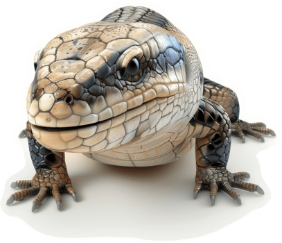 Close-up view of a speckled lizard. png