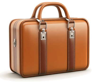 Classic vintage-style tan leather briefcase. png