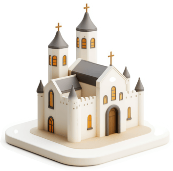 Stylized illustration of a church building. png