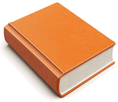 Orange book, a three-dimensional illustration. png