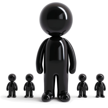 Large black figure stands tall among smaller figures. png