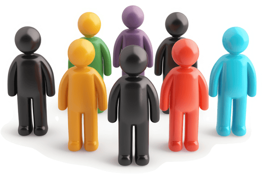 Colorful figures standing in a group. png