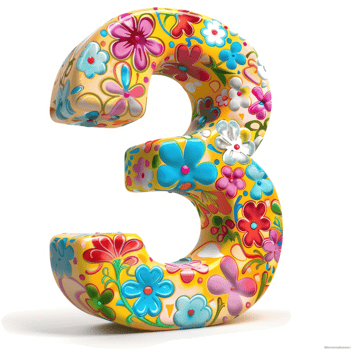 Colorful floral decorative number three. png