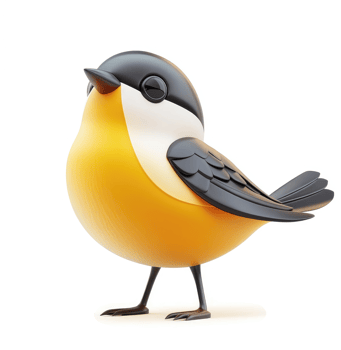 Cheerful, stylized cartoon bird illustration. png