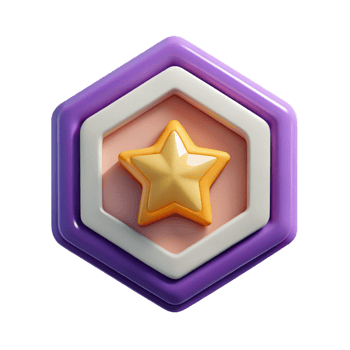 magnificent passionate minimalist Pentagon badge with a star inside. Geometric, clean lines, with Scalable Design. detailed png