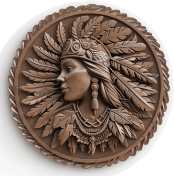 Ornate bas-relief sculpture of a Native American woman. png