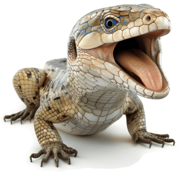 Close-up of a lizard with an open mouth. png