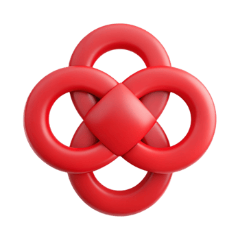 mesmerizing ethereal minimalist Minimal design, three intersecting circles, flat red, with Scalable Design. fine detail png